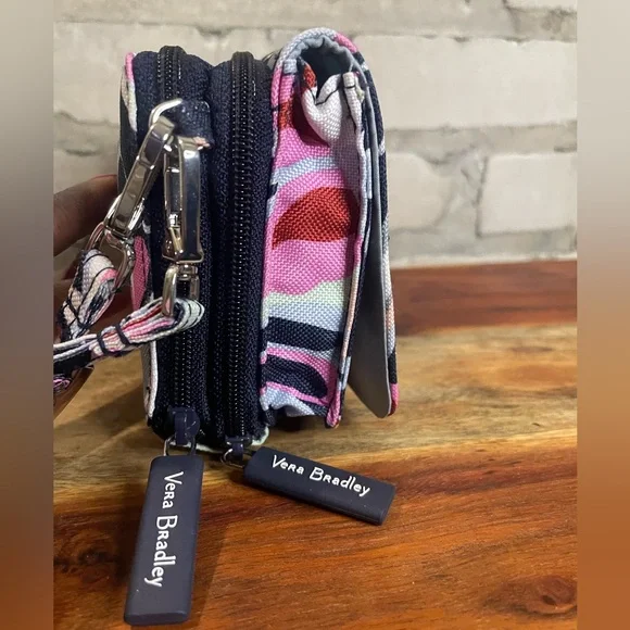 Vera Bradley  RFID 3 in 1 Handbag /Travel  Bag Crossbody, Wristlet,  Navy Floral - Picture 3 of 16